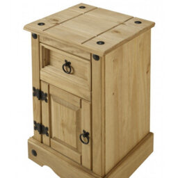 Mercers Furniture Corona Bedside Cabinet Narrow Pot Cupboard 1 Door 1 Drawer Table Solid Wood Pine Wooden With Mexican Styling - thumbnail 3