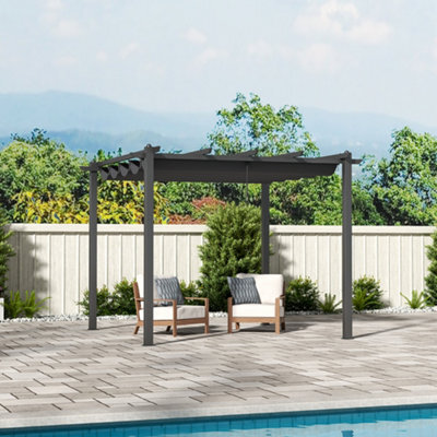 Thehotsale Aluminum Garden Gazebo With Retractable Canopy Heavy Duty Awnings 3 X 3M - image 1