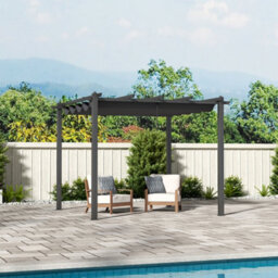 Thehotsale Aluminum Garden Gazebo With Retractable Canopy Heavy Duty Awnings 3 X 3M - thumbnail 1