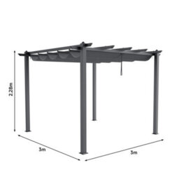 Thehotsale Aluminum Garden Gazebo With Retractable Canopy Heavy Duty Awnings 3 X 3M - thumbnail 8