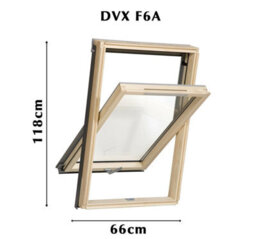 Yardlite Roof Window Grey / Pine Wood Centre Pivot Loft Skylight Vented - F6A - 66Cm X 118Cm, Lsx Slate Flashing - thumbnail 2