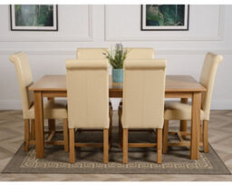 That's Furniture Oslo 180 X 90 Cm Large Oak Dining Table And 6 Chairs Dining Set With Washington Ivory Leather Chairs - thumbnail 2