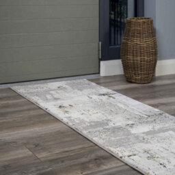 Loomed Silver Gold Metallic Transitional Contemporary Abstract Living Runner Rug 70X240Cm - thumbnail 2
