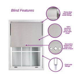 Furnished Thermal Blackout Roller Blinds With Triple Diamond Eyelets & Metal Fittings - Fuchsia Pink (W)45Cm (L)210Cm - thumbnail 3