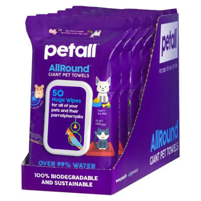 Petall Allround Giant Pet Towels 50 Wipes - Pack Of 6