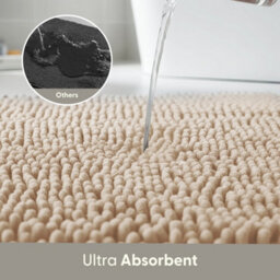 Keplin Non-Slip Microfibre Bath & Toilet Mat 40Cm X 60Cm, Beige - thumbnail 4