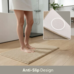 Keplin Non-Slip Microfibre Bath & Toilet Mat 40Cm X 60Cm, Beige - thumbnail 5