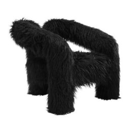 Where Saints Go Ltd Armchair Fenrir Black Faux Mongolian Sheepskin Curved Tripod Frame 71Cm By Where Saints Go - thumbnail 4