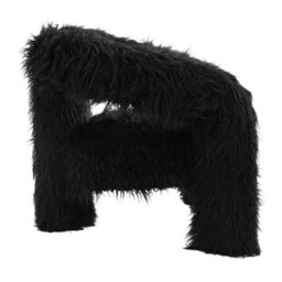 Where Saints Go Ltd Armchair Fenrir Black Faux Mongolian Sheepskin Curved Tripod Frame 71Cm By Where Saints Go - thumbnail 3