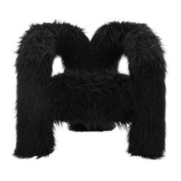 Where Saints Go Ltd Armchair Fenrir Black Faux Mongolian Sheepskin Curved Tripod Frame 71Cm By Where Saints Go - thumbnail 2