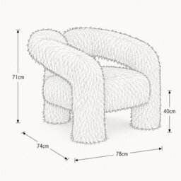 Where Saints Go Ltd Armchair Fenrir Black Faux Mongolian Sheepskin Curved Tripod Frame 71Cm By Where Saints Go - thumbnail 8
