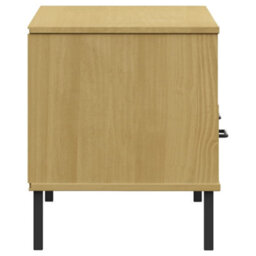 Berkfield Tv Cabinet With Metal Legs Brown Solid Wood Pine Oslo - thumbnail 6