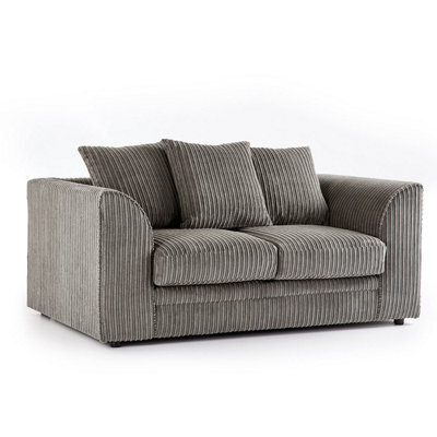 Furnishings For Less UK Luxor Jumbo Cord Grey Fabric 2 Seater Sofa - image 1