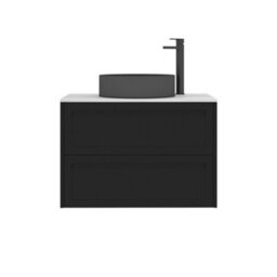 Royal Bathrooms Royal Bathroom Elmore 800mm Matt Nocturne Black Wall Mounted Countertop Bathroom Vanity Unit 2 Drawer With Art Round Basin - thumbnail 7