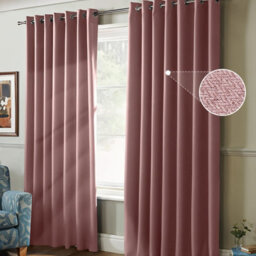 Moonlight Bedding 100%blackout Eyelet Linen Texture Curtain Pair Thermal Energy Efficient Uk Home(Blush Pink, 66X90'')