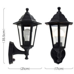 Valuelights Mayfair Black Outdoor Security Dusk To Dawn Ip44 Rated Wall Light Lantern With Led Bulb - thumbnail 7