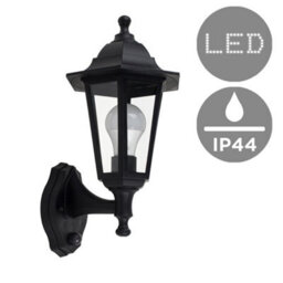 Valuelights Mayfair Black Outdoor Security Dusk To Dawn Ip44 Rated Wall Light Lantern With Led Bulb - thumbnail 1