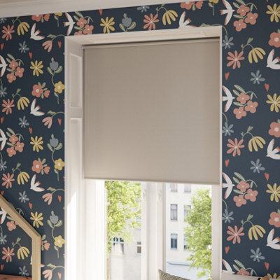 GoodHome Boreas Corded Pearl Grey Blackout Roller Blind (W)180Cm (L)180Cm - image 1