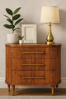 Artisan Furniture Solid Wood Emerson Ribbed Chest, 3-Drawers, Brown - image 1