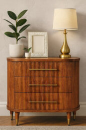 Artisan Furniture Solid Wood Emerson Ribbed Chest, 3-Drawers, Brown - thumbnail 1