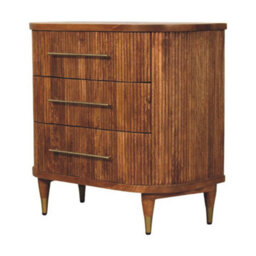 Artisan Furniture Solid Wood Emerson Ribbed Chest, 3-Drawers, Brown - thumbnail 4