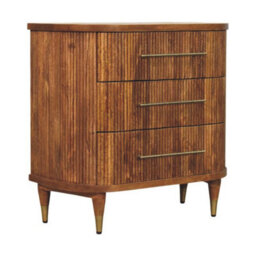 Artisan Furniture Solid Wood Emerson Ribbed Chest, 3-Drawers, Brown - thumbnail 3