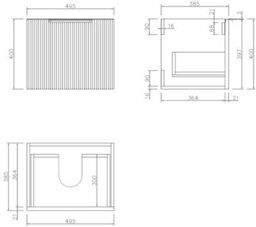 Aveli Fluted 500mm Bathroom Vanity Unit Basin Wall Hung Cupboard Soft Close Walnut - thumbnail 6