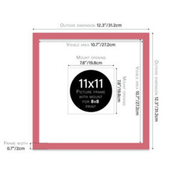 "11X11"" Pink Picture Frame - 11X11"" Square Frame With 8X8"" Mount For 11X11""/8X8"" Pictures Luxurious Style Gallery Wall, 1 Pack" - thumbnail 2