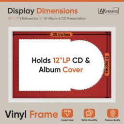 "AK Frames 25X17"" White Modern Vinyl Record Frame With Crimson Mount For 12 Inch Lp Cover & Disc - Overlapped Design" - thumbnail 2