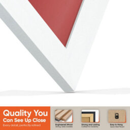 "AK Frames 25X17"" White Modern Vinyl Record Frame With Crimson Mount For 12 Inch Lp Cover & Disc - Overlapped Design" - thumbnail 3