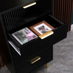 MMT Funiture Designs Black Gloss Chest Of Drawers, Gold Handles & Legs, 5 Drawer - thumbnail 8