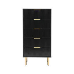 MMT Funiture Designs Black Gloss Chest Of Drawers, Gold Handles & Legs, 5 Drawer - thumbnail 9
