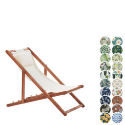 Beliani Folding Deck Chair Avellino With Replacement Fabrics Acacia Wood Dark Brown - thumbnail 4