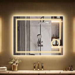 Luvodi 90X70Cm Anti-Fog Led Bathroom Mirror 3X Magnifier Vanity Shaving Mirror Dimmable 3 Colours Front Light + Backlit - thumbnail 6