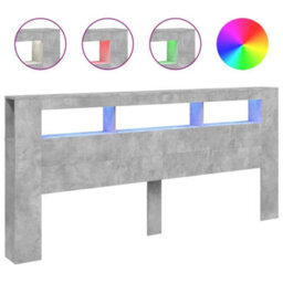 Berkfield Led Headboard Concrete Grey 220X18.5X103.5 Cm Engineered Wood - thumbnail 2