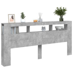 Berkfield Led Headboard Concrete Grey 220X18.5X103.5 Cm Engineered Wood - thumbnail 5