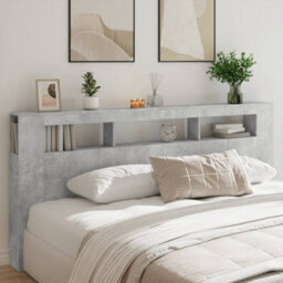 Berkfield Led Headboard Concrete Grey 220X18.5X103.5 Cm Engineered Wood - thumbnail 4