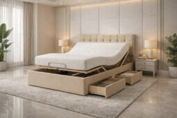 Comfort Curve Electric Adjustable Storage Bed Set, Beige