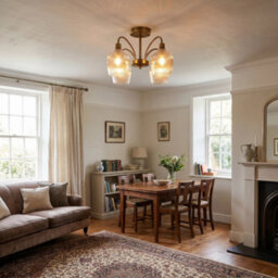 Happy Homewares Classy Antique Brass Ceiling Light With Clear Ribbed Glass Shades - thumbnail 6