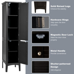 Costway 5-Tier Bathroom High Cabinet Tall Narrow Storage Cabinet Organizer - thumbnail 6