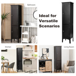 Costway 5-Tier Bathroom High Cabinet Tall Narrow Storage Cabinet Organizer - thumbnail 8