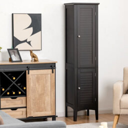 Costway 5-Tier Bathroom High Cabinet Tall Narrow Storage Cabinet Organizer - thumbnail 5