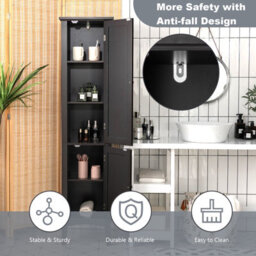 Costway 5-Tier Bathroom High Cabinet Tall Narrow Storage Cabinet Organizer - thumbnail 7