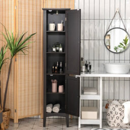 Costway 5-Tier Bathroom High Cabinet Tall Narrow Storage Cabinet Organizer - thumbnail 4