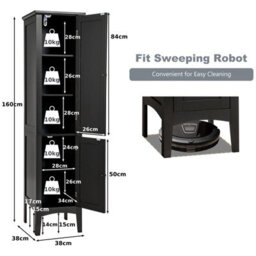 Costway 5-Tier Bathroom High Cabinet Tall Narrow Storage Cabinet Organizer - thumbnail 3