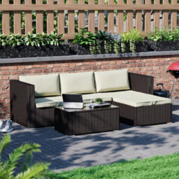 Lassic Vida Designs 4 Seater Rattan Garden Bistro Set With Modular Sofa And Table, Brown - thumbnail 4