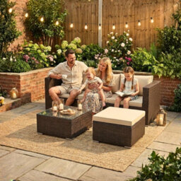 Lassic Vida Designs 4 Seater Rattan Garden Bistro Set With Modular Sofa And Table, Brown - thumbnail 2