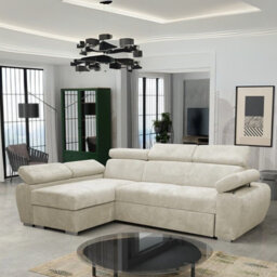 Boston Mini Premium Left Hand Corner Sofa Bed Beige Corduroy Upholstery With Storage And Bonell Spring Support - thumbnail 2