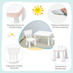 Costway 3 Pcs Kids Table And Chair Set Toddler Activity Center Children Writing Desk - thumbnail 8