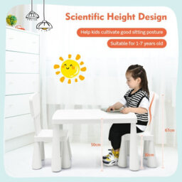 Costway 3 Pcs Kids Table And Chair Set Toddler Activity Center Children Writing Desk - thumbnail 7